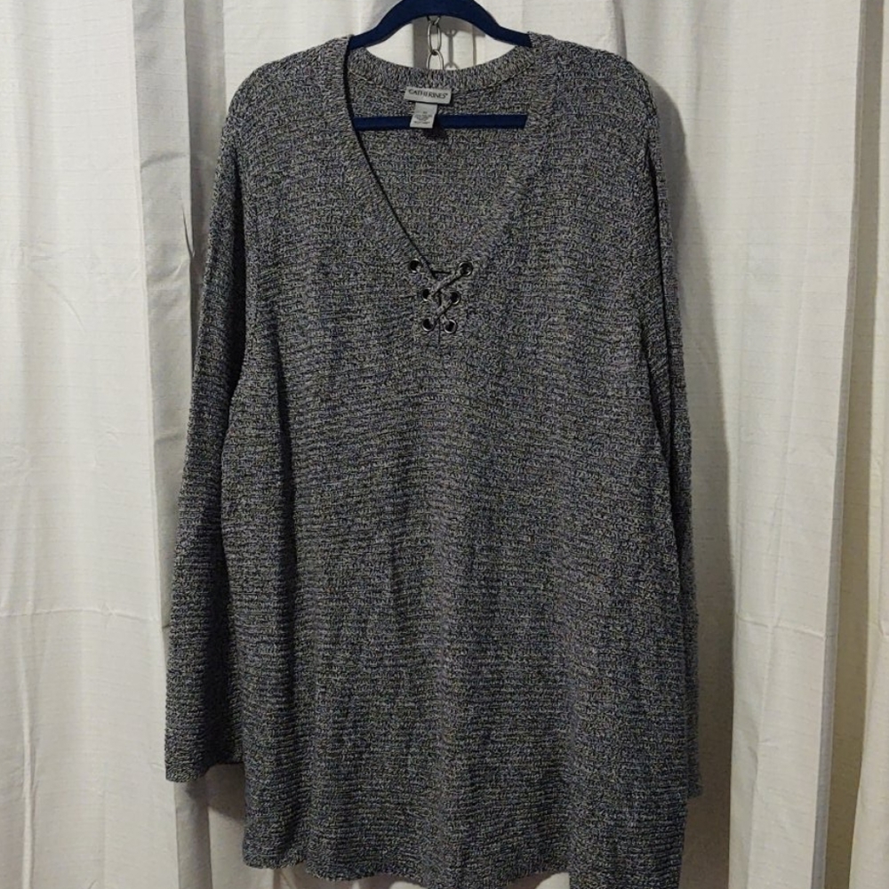 Grommet and lace detail sweater tunic
